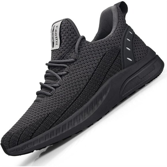 Men's Dark Grey Tennis Running Lightweight Breathable Mesh Fashion Sneakers